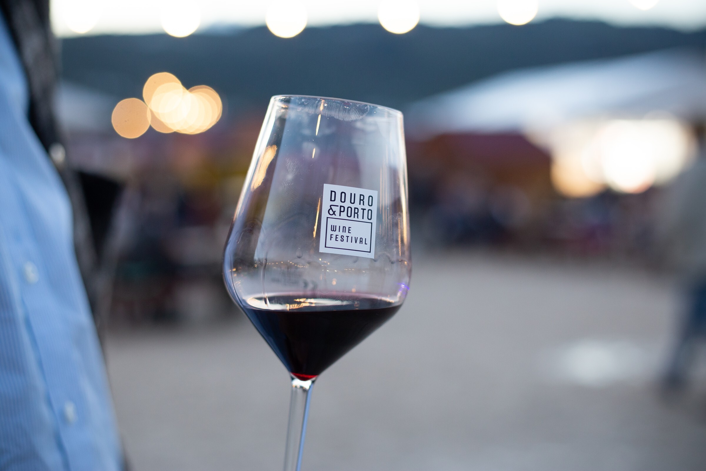 A glass of red wine at the Douro & Porto Wine Festival in the Douro Valley